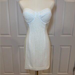 Fashion Nova White Strapless Dress with Gold Accents